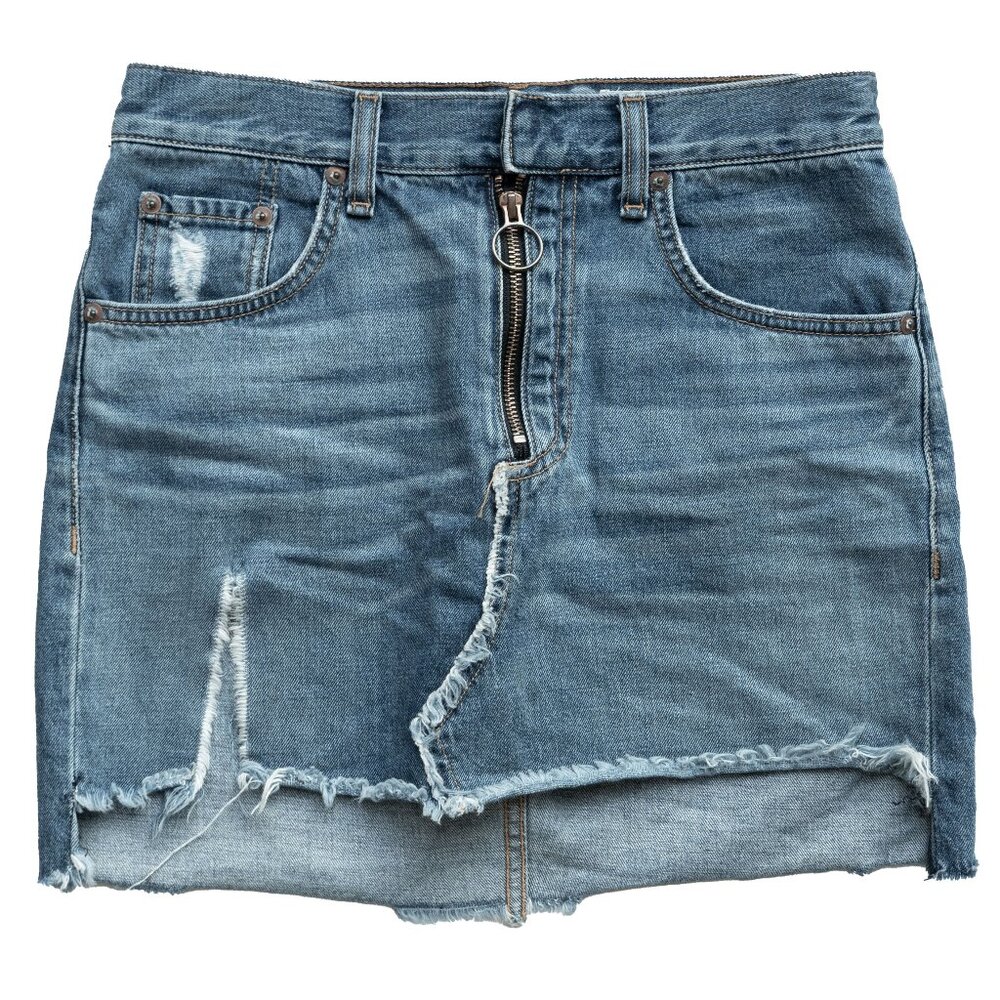Rag & Bone Mini Skirt Grunge Denim 90s Y2k Festival Distressed Ripped Skirt